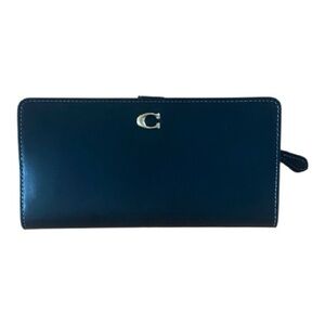 NWT Coach Smooth Skinny Black Leather Wallet with Logo